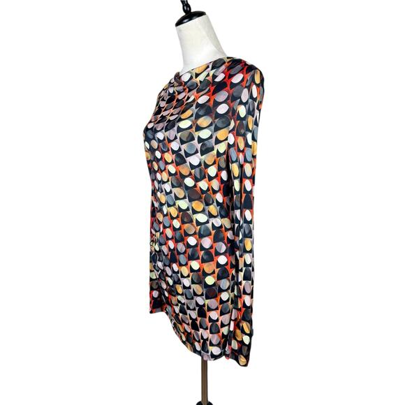 Luisa Cerano Multicolor Geometric Patterned Sheer Long Sleeved Mini Dress - Picture 9 of 14